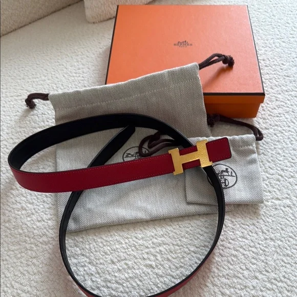 Hermes Black and Red Women's Belt reversible - Picture 4 of 5